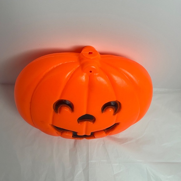 Vintage 9” Flat Light Up Halloween Blow Mold Jack-O-Lantern Pumpkin Made in USA - Picture 2 of 8